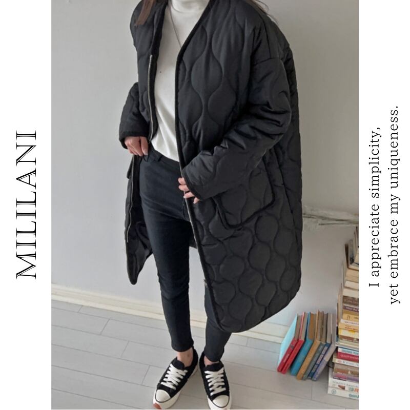 ノーカラー キルティングコート ◆3col 203124