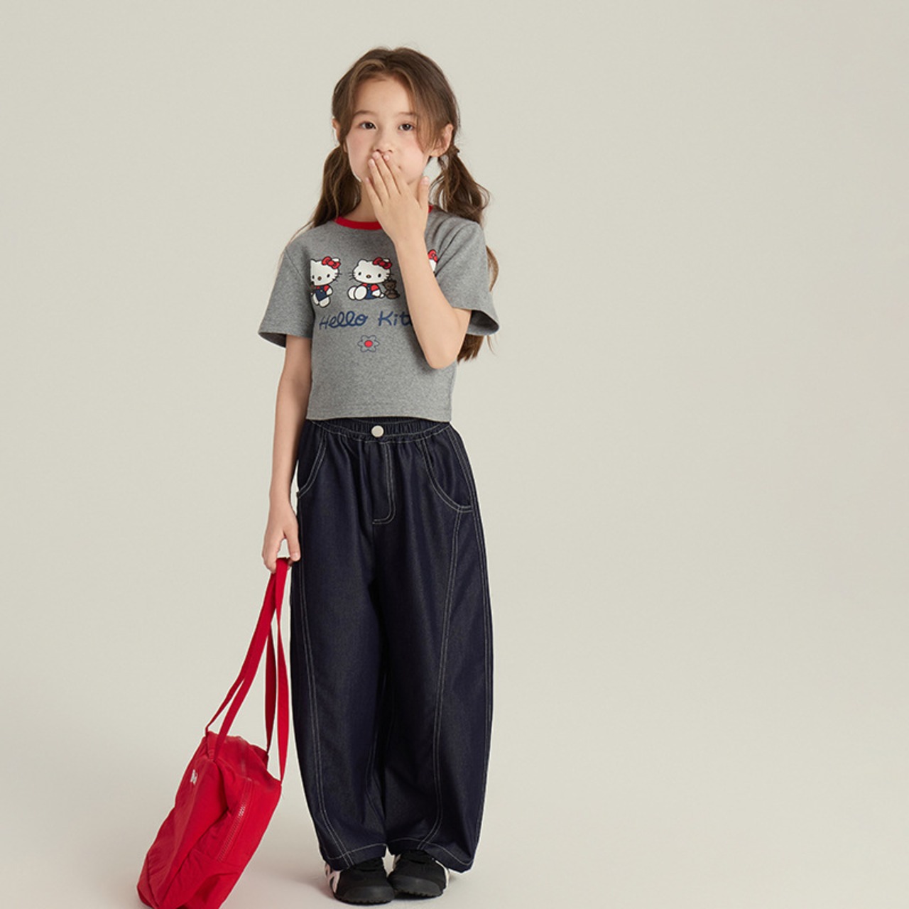 秋薄手ステッチジンズジンズ