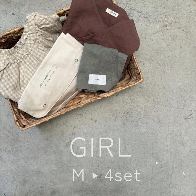 ◎送料無料/No.18 春のコーデ4点SET/Girl/M(約100㎝)/ワンピース2点∔エプロン∔バッグ