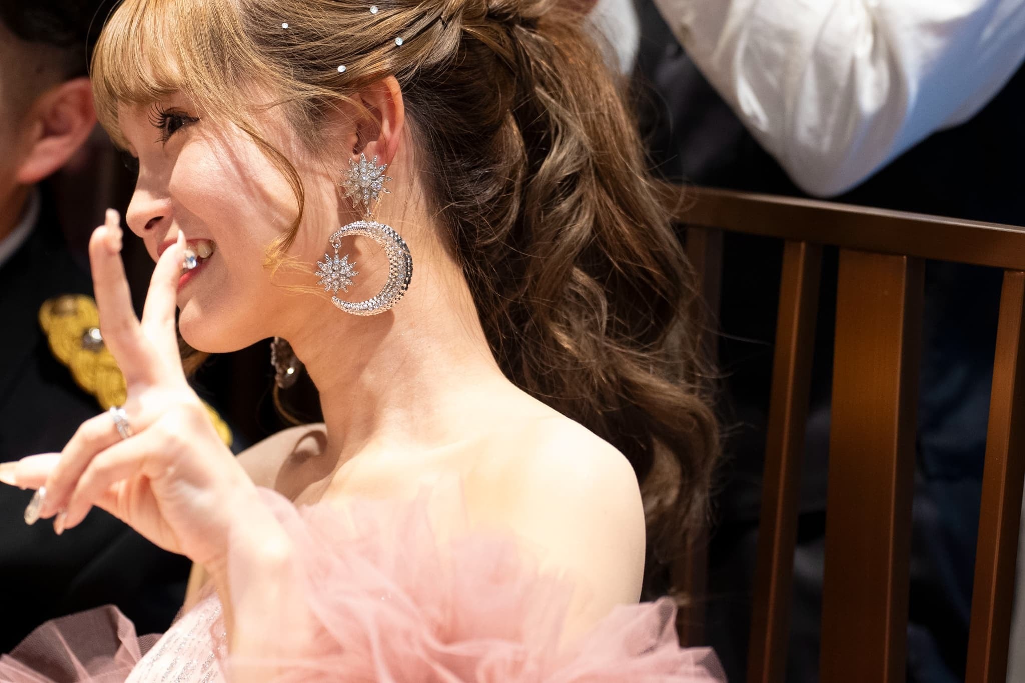 ピアス イヤリング | ジルコニア | 星&月モチーフ | シルバー | (BC