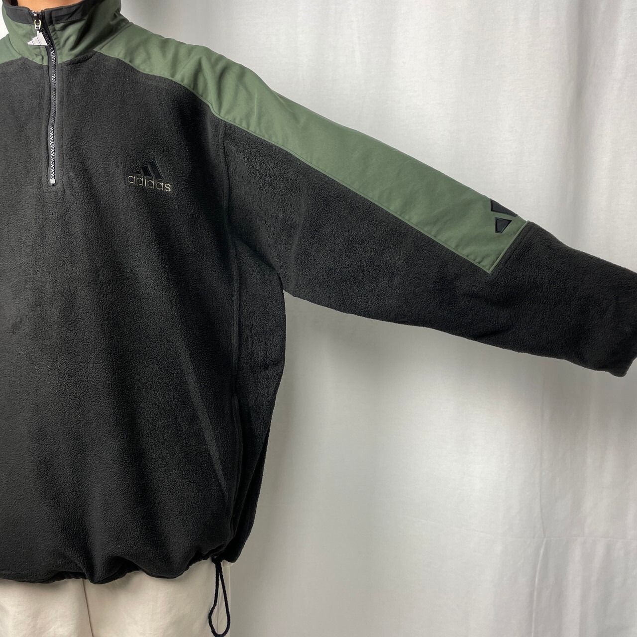 90年代 adidas アディダス フリースプルオーバー ハーフジップ メンズ 