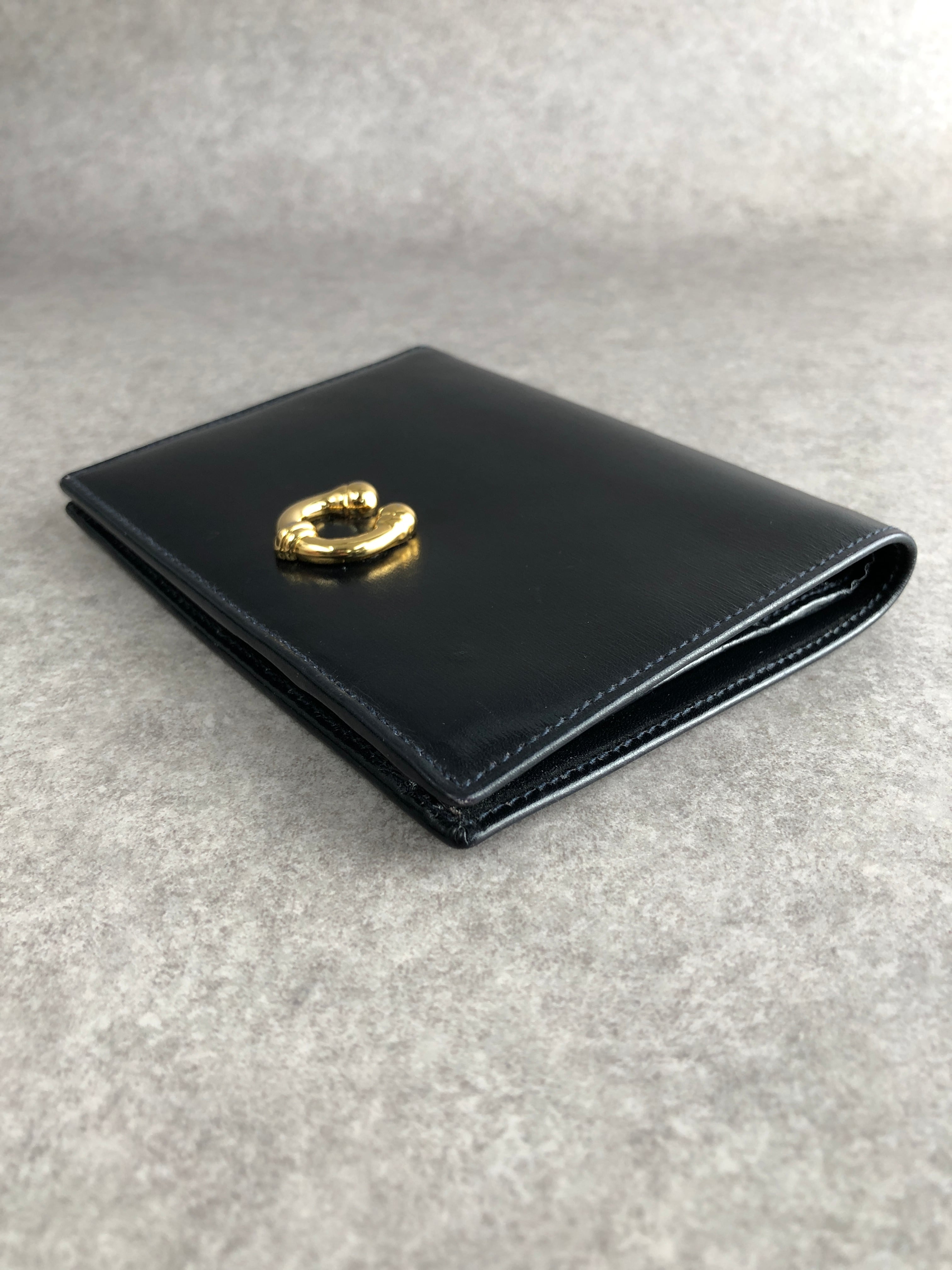 GUCCI グッチ 財布 ダークネイビー ホースシュー レザー 2つ折り