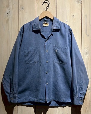 【a.k.a.C.a.k.a vintage】50's〜60's Vintage Rayon L/S Open Collar Shirt