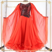 社交ダンス 衣装 スタンダードドレス ワンピース ドレス ブラック系 レッド系 セキネ SEKINE 日本製 赤 黒 フロート レース フリル ダンス パーティ 発表会 デモ 競技 エレガント フォーマル パーティー衣装 舞台衣装 競技用 レディース コスチューム 発表会用 ダンスウェア