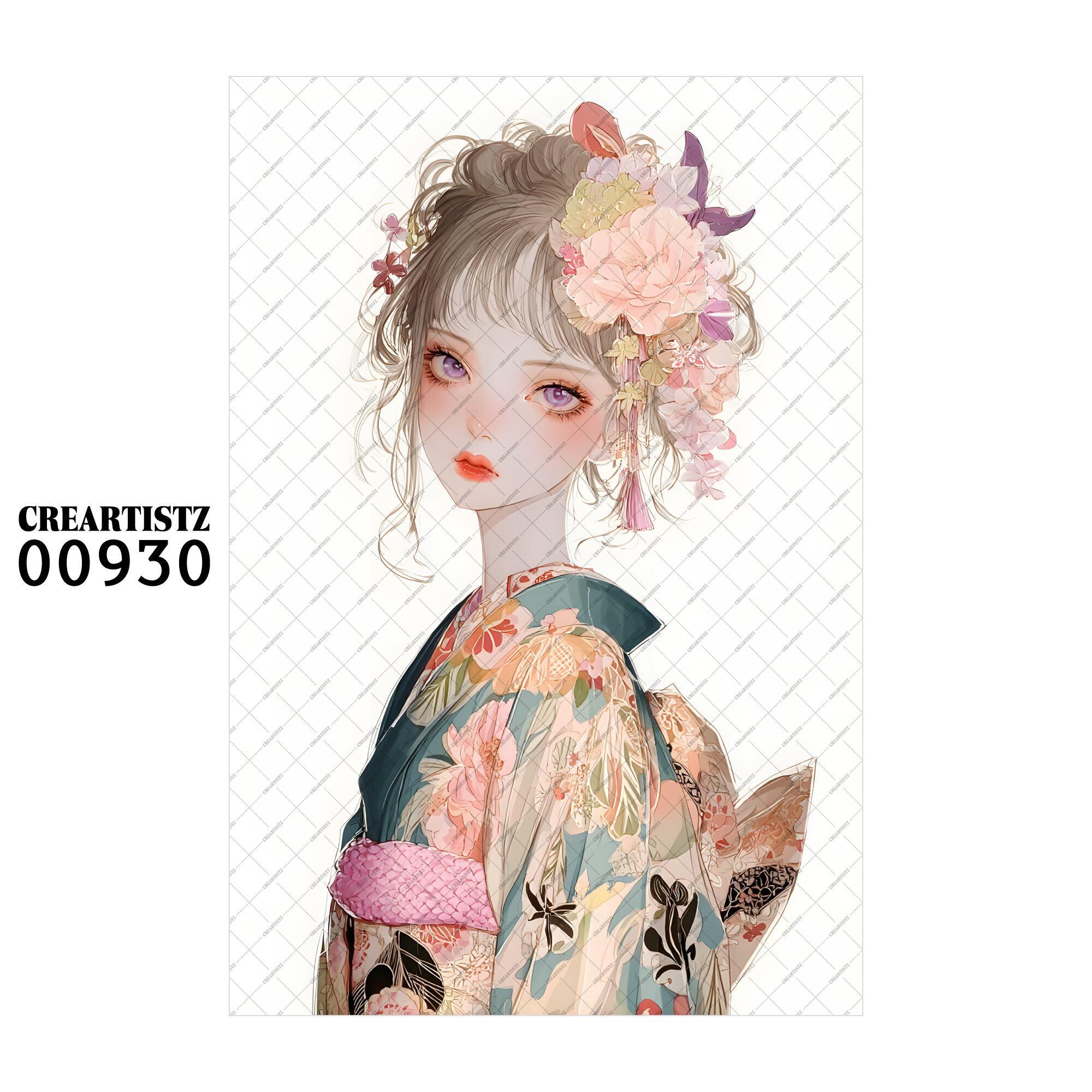 00930 ガール キュート オリジナル ペーパー/ステッカー 4枚セット CREARTISTZ