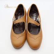 フラメンコ 衣装 シューズ 6サイズ ブラウン系 ガジャルド gallardo 靴 くつ ヒール 茶 明るい ストラップ 無地 シンプル 釘 釘有り ステージ イベント 練習 レッスン 上品