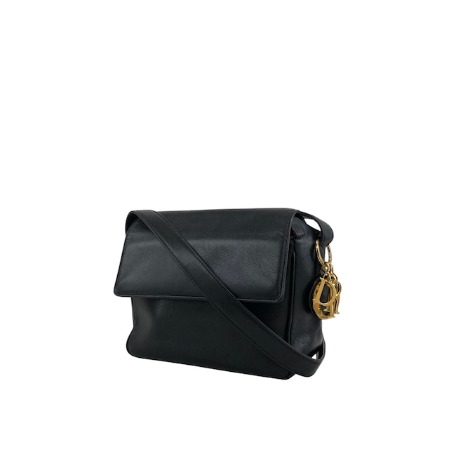 Christian Dior クリスチャン ディオール ショルダーバッグ ブラック ロゴチャーム レザー フラップ vintage ヴィンテージ オールド rrr3nm