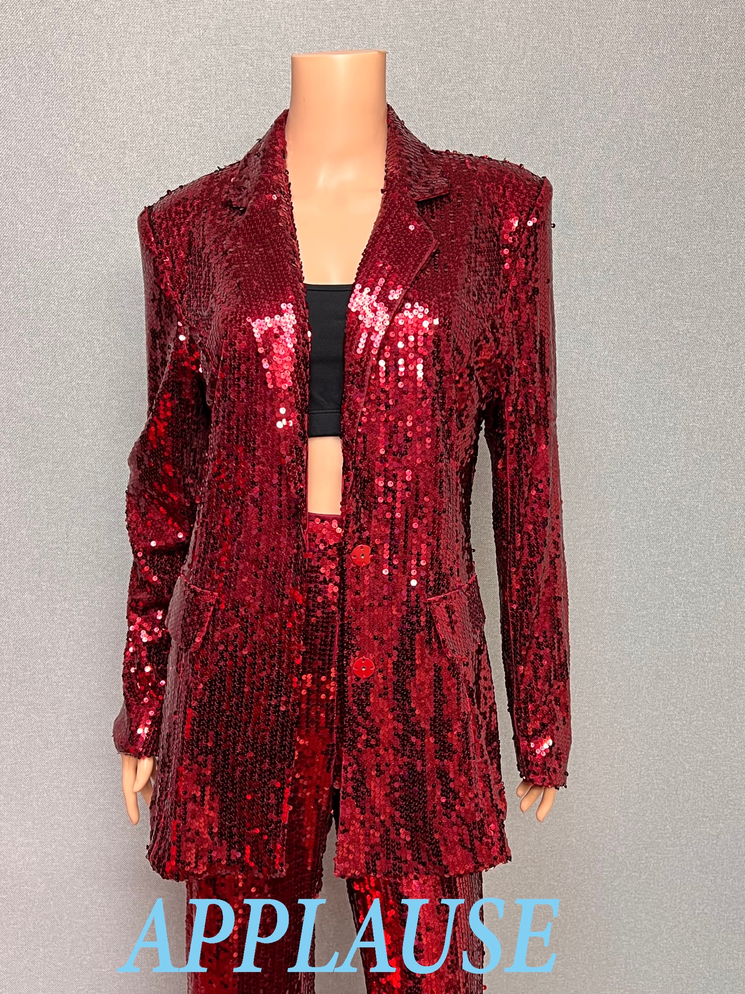 【新着】社交ダンス ドレス　ラテンドレス　バーガンディースパンコールジャケット　LA-26-8　L　デモ・競技用ドレス　発表会衣装　パーティドレス　ワンピース　舞台衣装