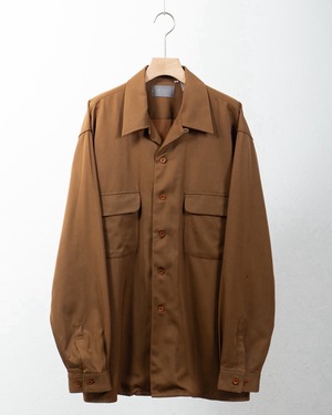 open collar double flap pocket wool shirt
