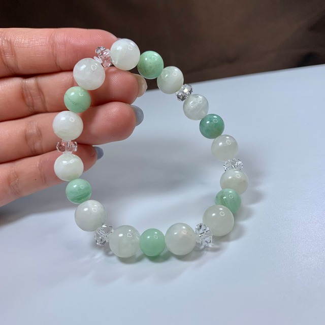 クリームソーダのようなフローライトシリカ・デザインブレスレット