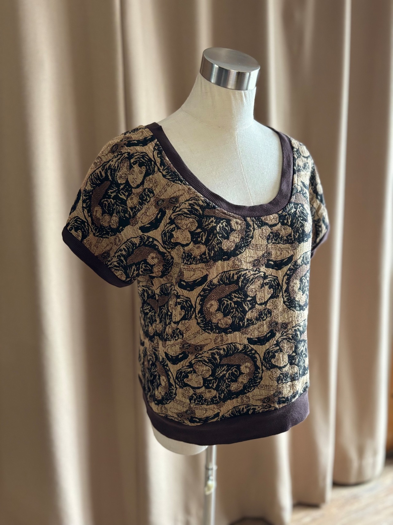 jacquard cotton wide-neck tops-5303-7
