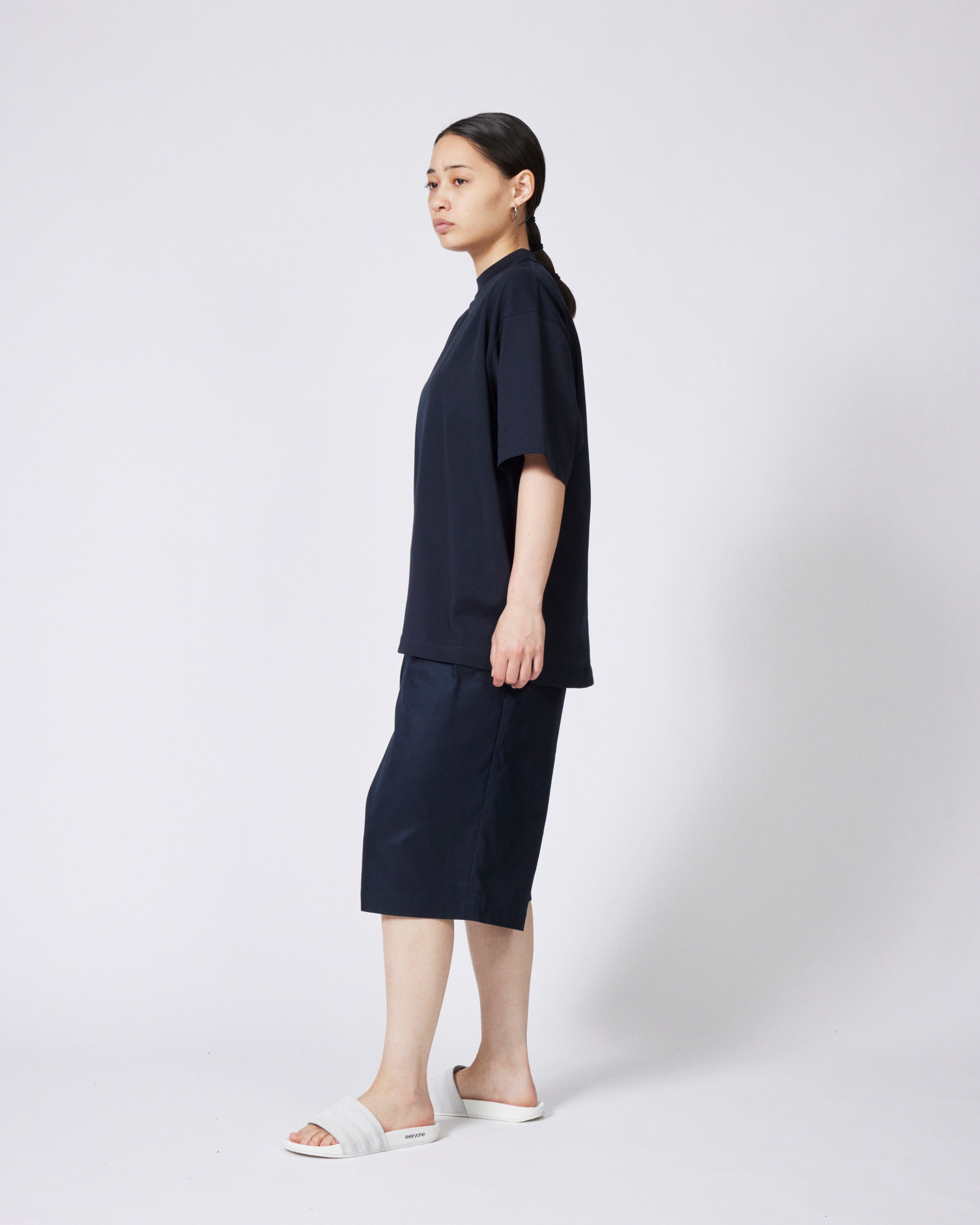 everyone two tuck cotton wide short pants (D.NAVY) | everyone