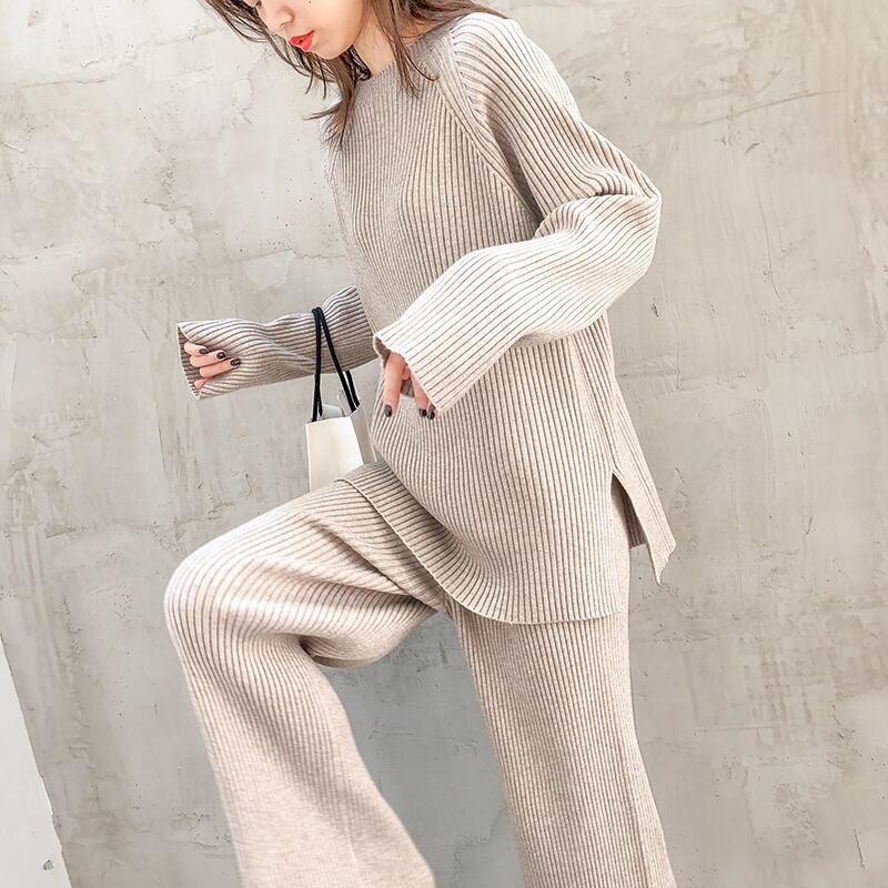セットアップ ニットトップス ニットパンツ リブニット レディース 上下レディースセットアップ 秋 冬 セットアップ スーツ セットアップnew セットアップ レディース カジュアル リラックス リラクシー おうち時間 Viento