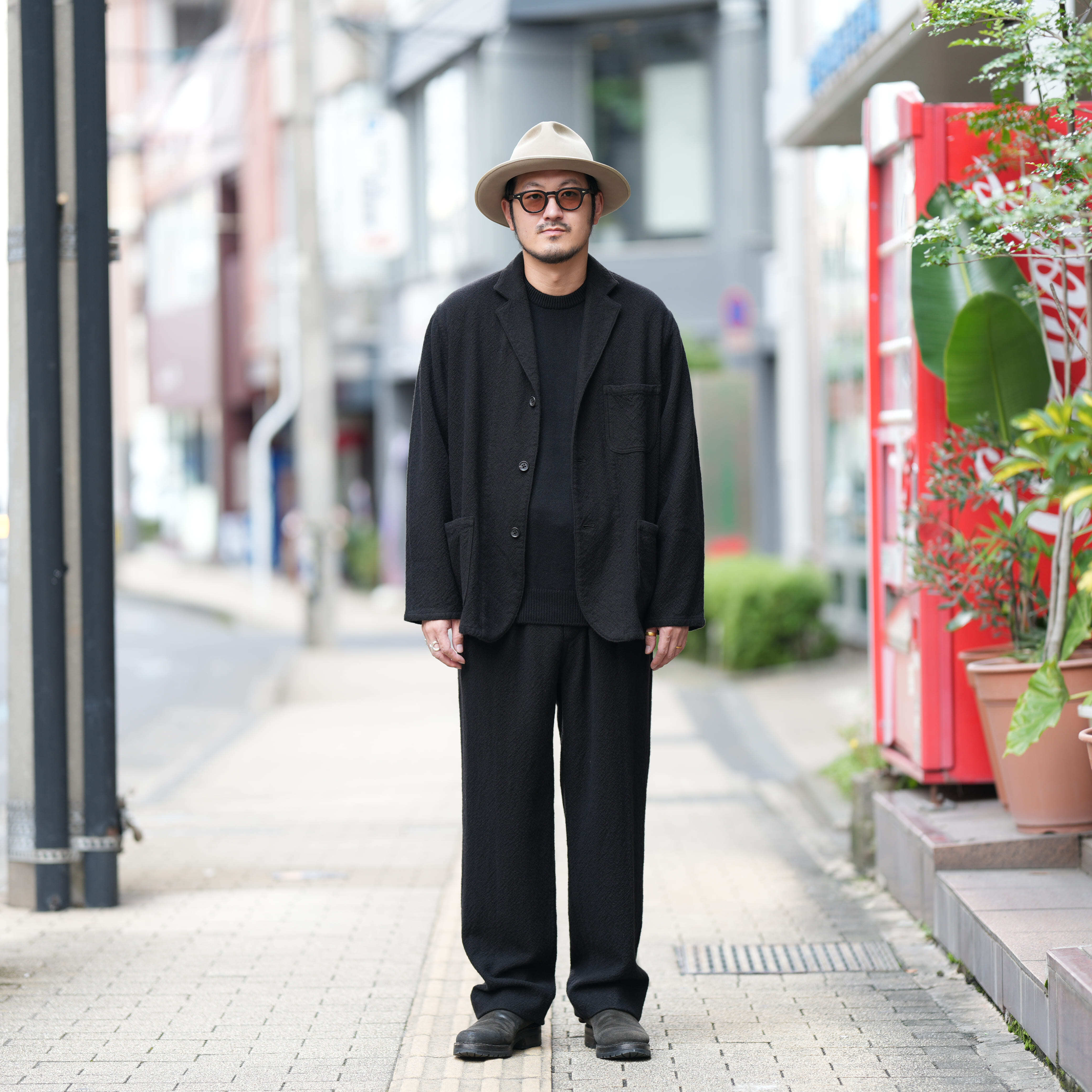 25aw  HERILL(へリル)24AW 黒 サイズ1 リジッドカシミヤジャケット HERILL ジャケット・アウター
