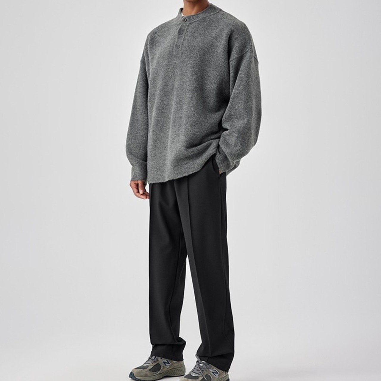 シンプルヘンリーネックニット　938