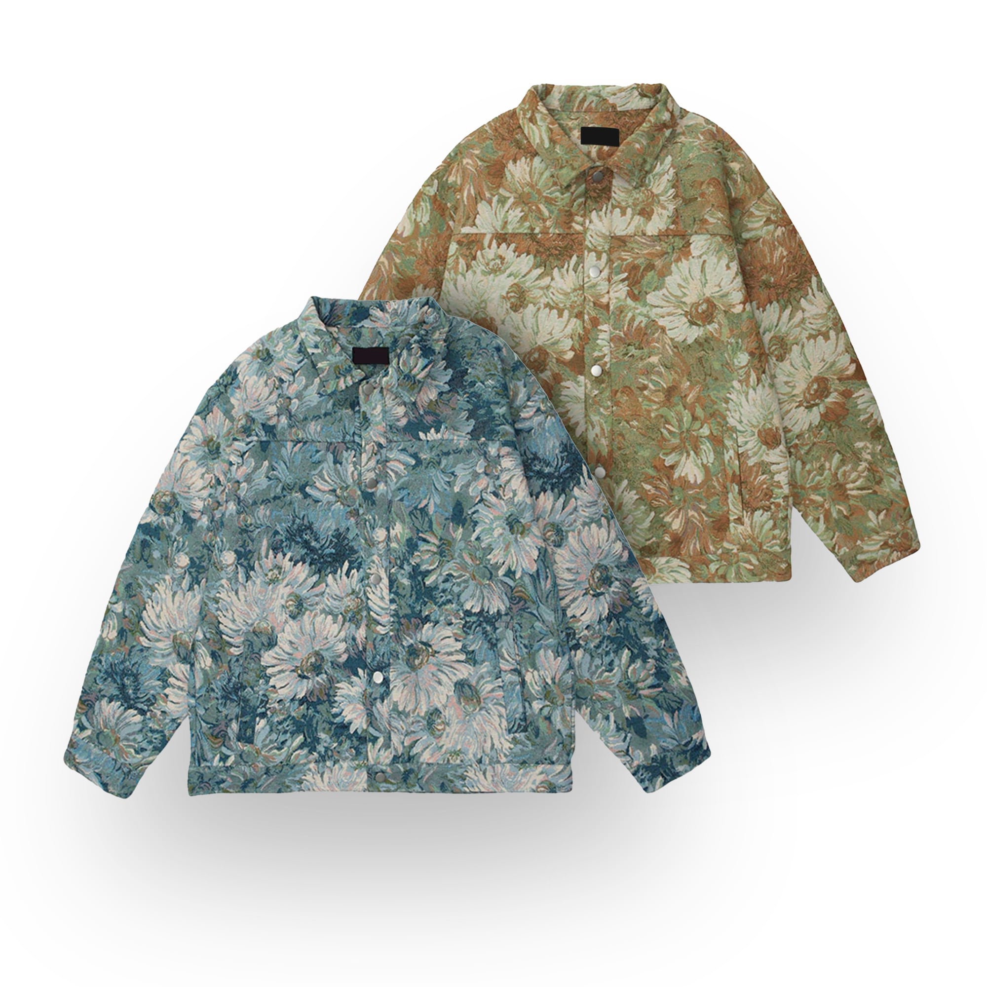 フラワーデザインライトジャケット_ブルー or ベージュ