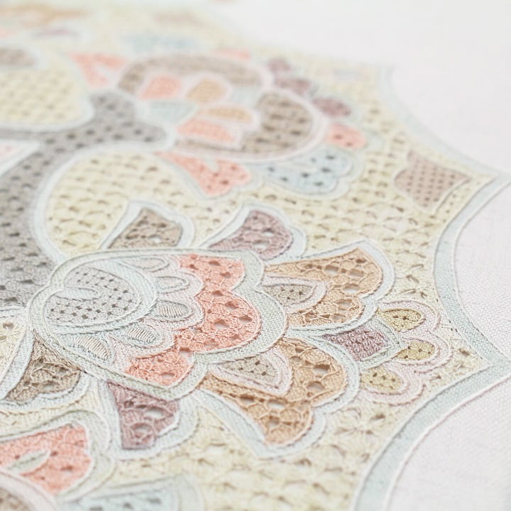 結城紬の【三大刺繍】 嬉しい『長尺』388cm 単衣にも… 新品の