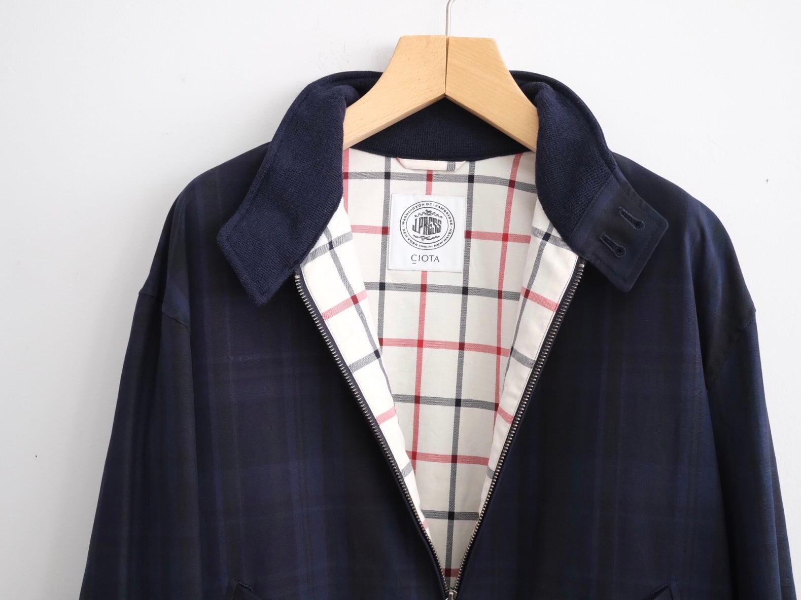 CIOTA” CIOTA × J.PRESS Madras Golf Jacket Navy” | Lapel online store