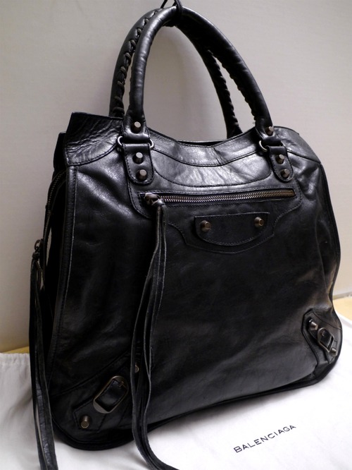 レア◆BALENCIAGA バレンシアガ ミッドアフタヌーン 男女可 レザートート バッグ 黒◆ エディターズラインから希少なミッドアフタヌーン♪