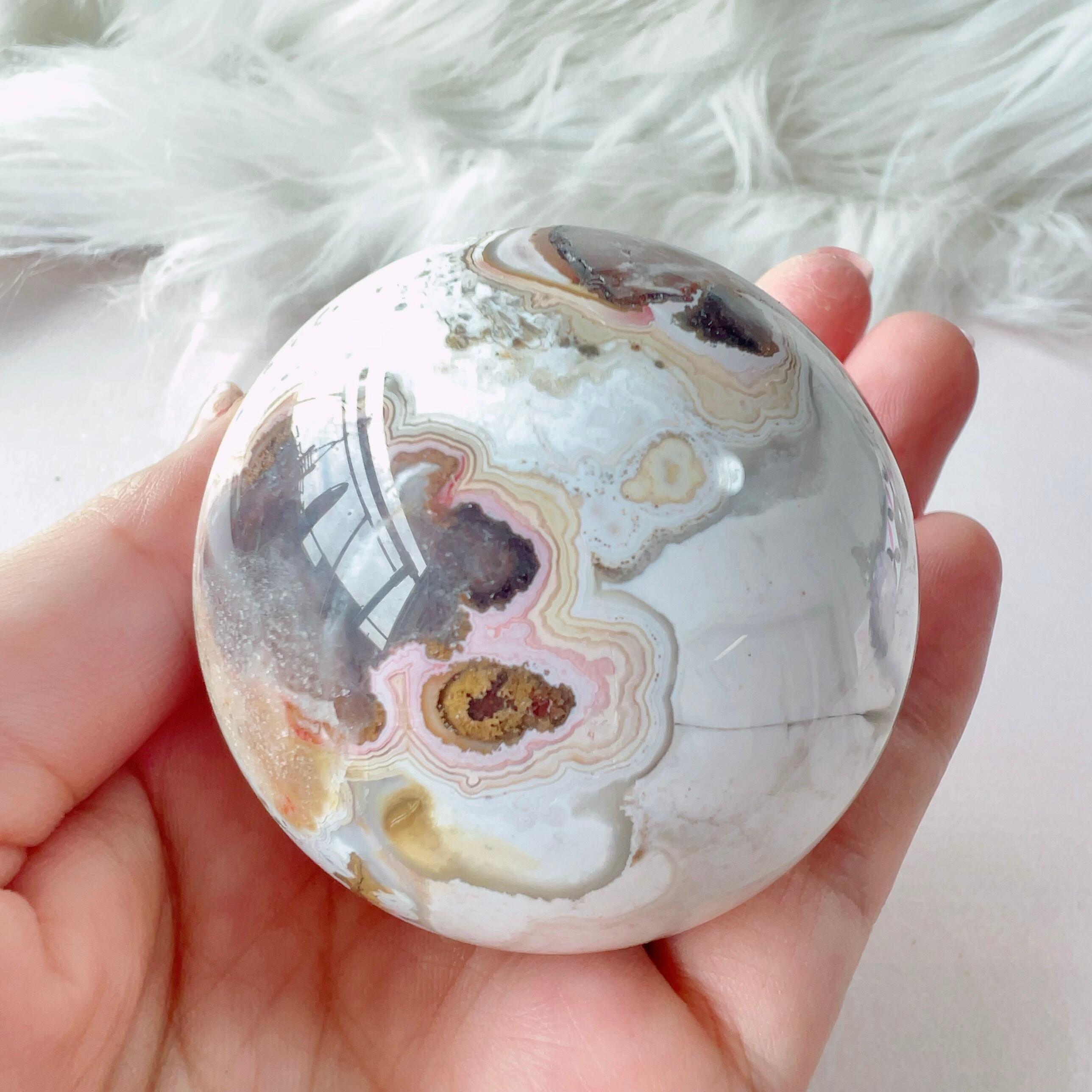 グリーンアメジスト (プラシオライト)フラワーアゲート 共生 スフィア