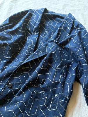 ”Sashiko" Patterned Dolman Sleeve Jacket