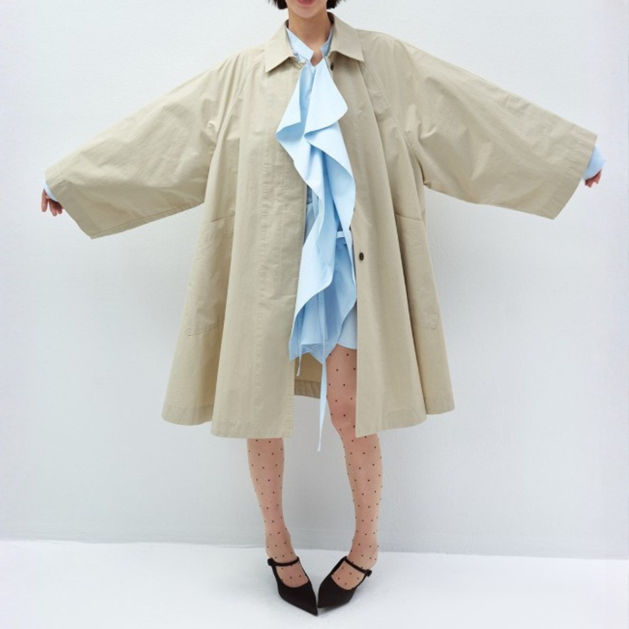 Classic Drape A-Line Coat F0582