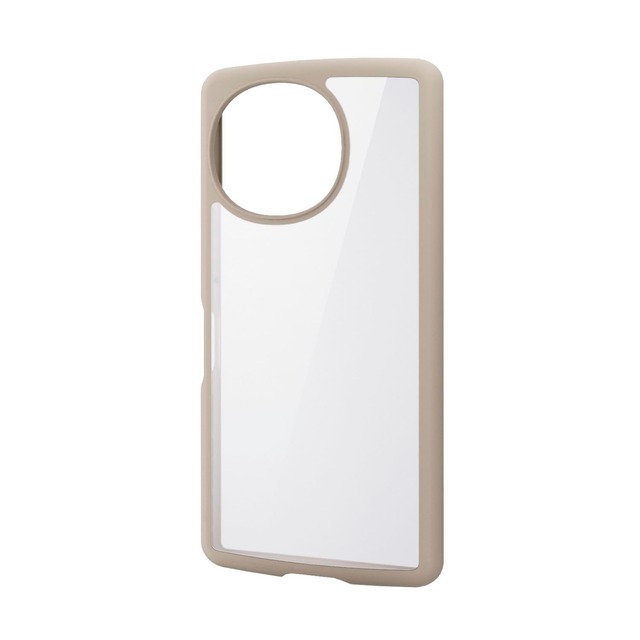 エレコム AQUOS R10(SH-51F) ケース カバー 透明 耐衝撃 衝撃吸収 ハイブリッド TPU ストラップホール付き ショルダーストラップシート付 軽量 薄型 傷がつきにくい キズ 硬度5H カメラ保護 エアークッション トレンドカラー カフェオレ PM-S252TSLFCBE