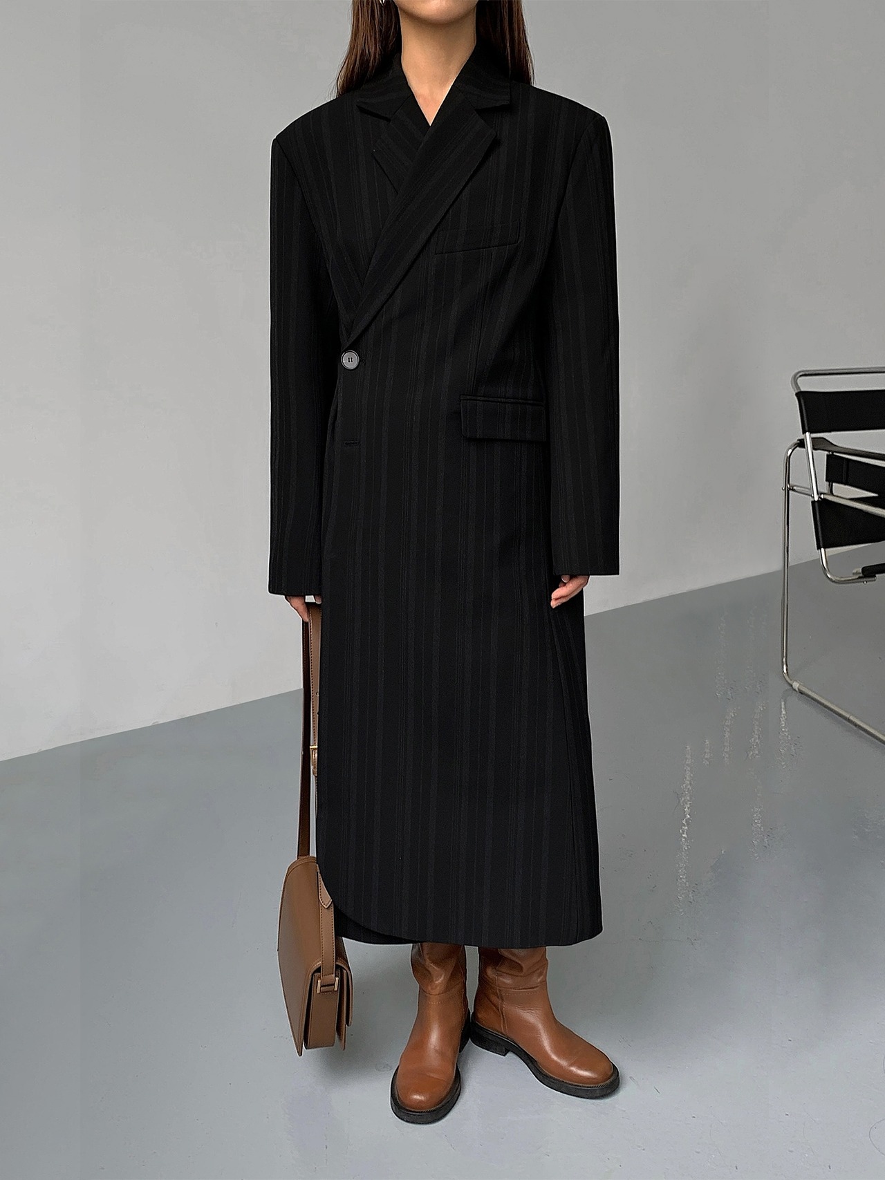 ストライプテーラードロングコート A0633 - 5
