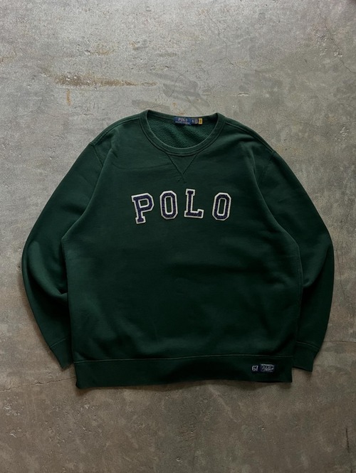 POLO RALPH LAUREN POLOロゴ ワッペン スウェット グリーン XL