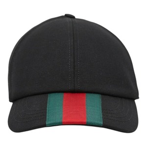 グッチ ウェブストライプ キャップ ベースボールキャップ サイズ：L 59cm 797225 ブラック マルチカラー ウール メンズ GUCCI 【中古】