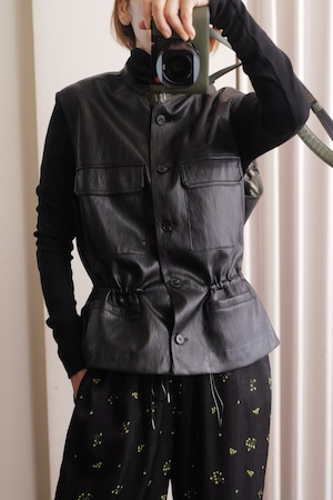 fake leather vest black