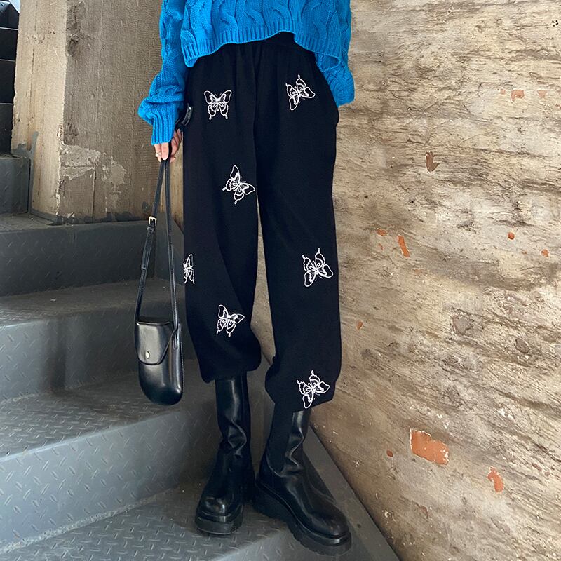 パンツ オータムウィンターハイウェストルーズカジュアル刺繍セーター 秋物 冬物 ラブタオタオダレンハウス36690076545