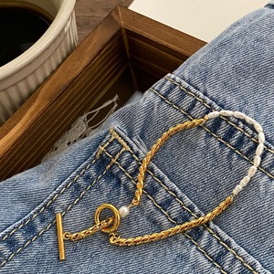 Pearl chain mix bracelet＊S-263