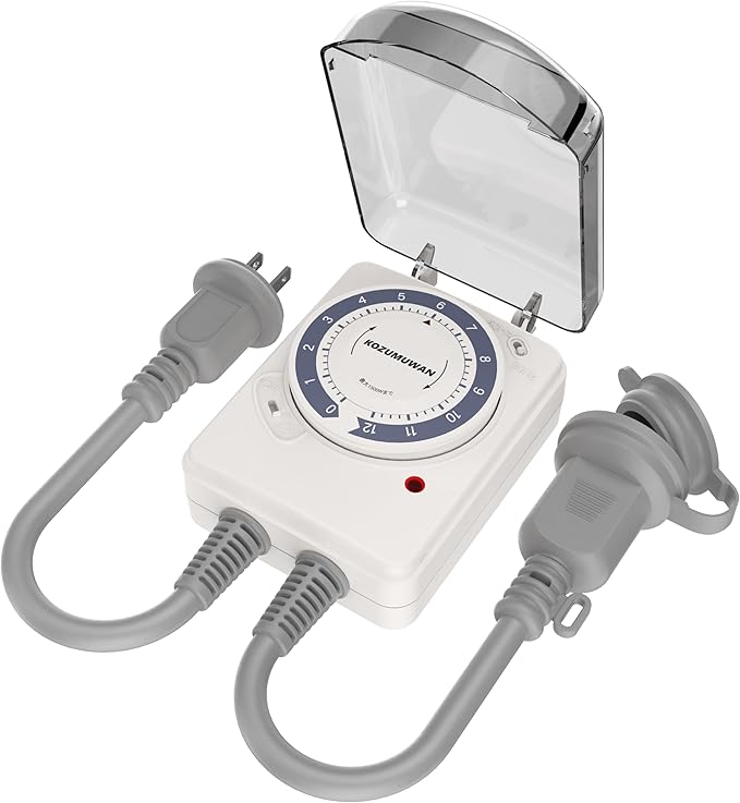 akirari コンセントタイマー 防雨型 屋外用 12時間タイマー ダイヤル