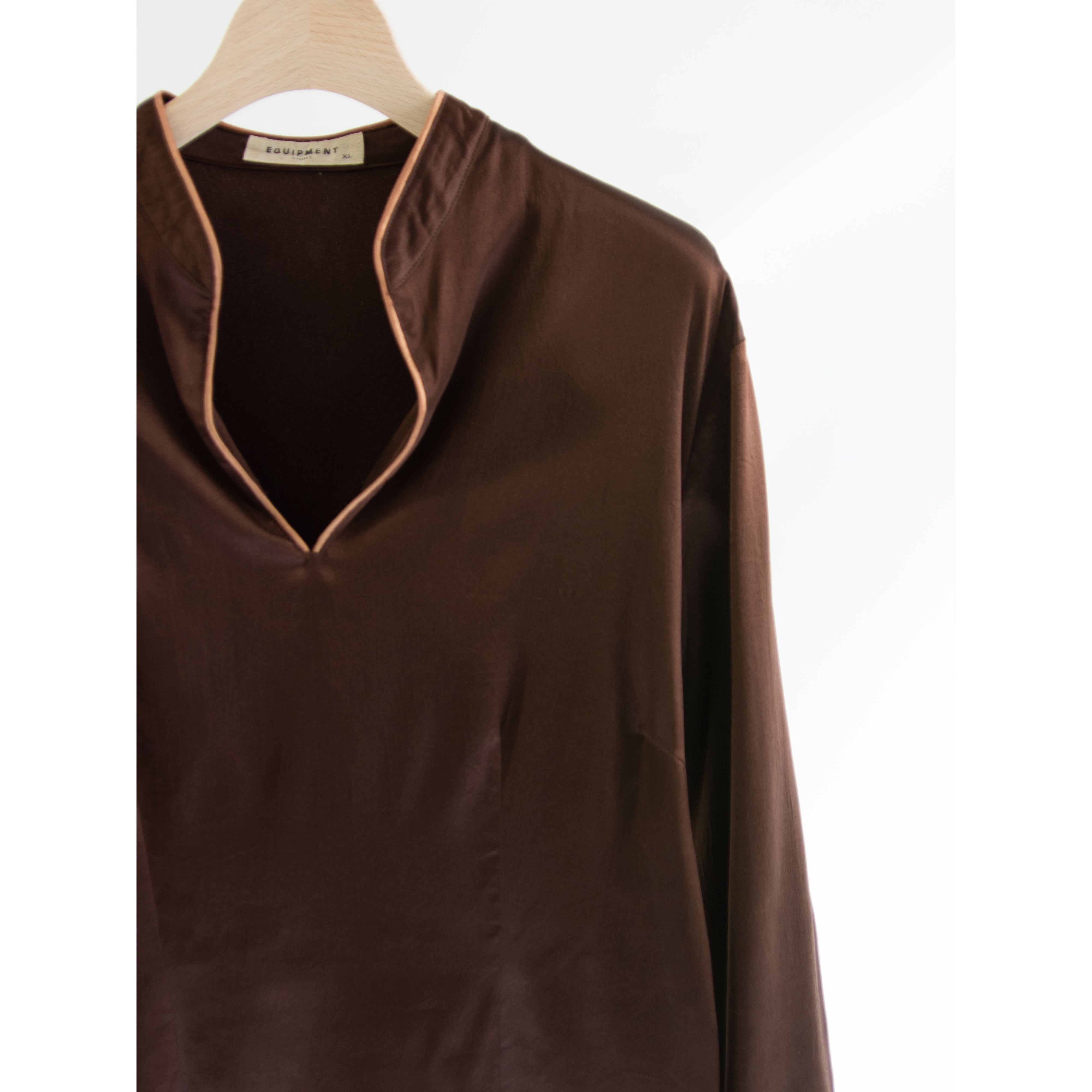【EQUIPMENT】90's Silk-Polyurethane pullover blouse(エキプモン ストレッチシルクプルオーバーブラウス シャツ)11c