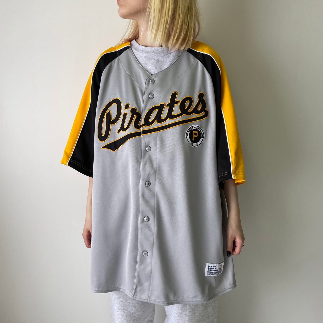 GENUINE MERCHANDISE MLB PITTSBURGH PIRATE ピッツバーグパイレーツ ゲームシャツ ベースボールシャツ メンズXXL /eaa321757