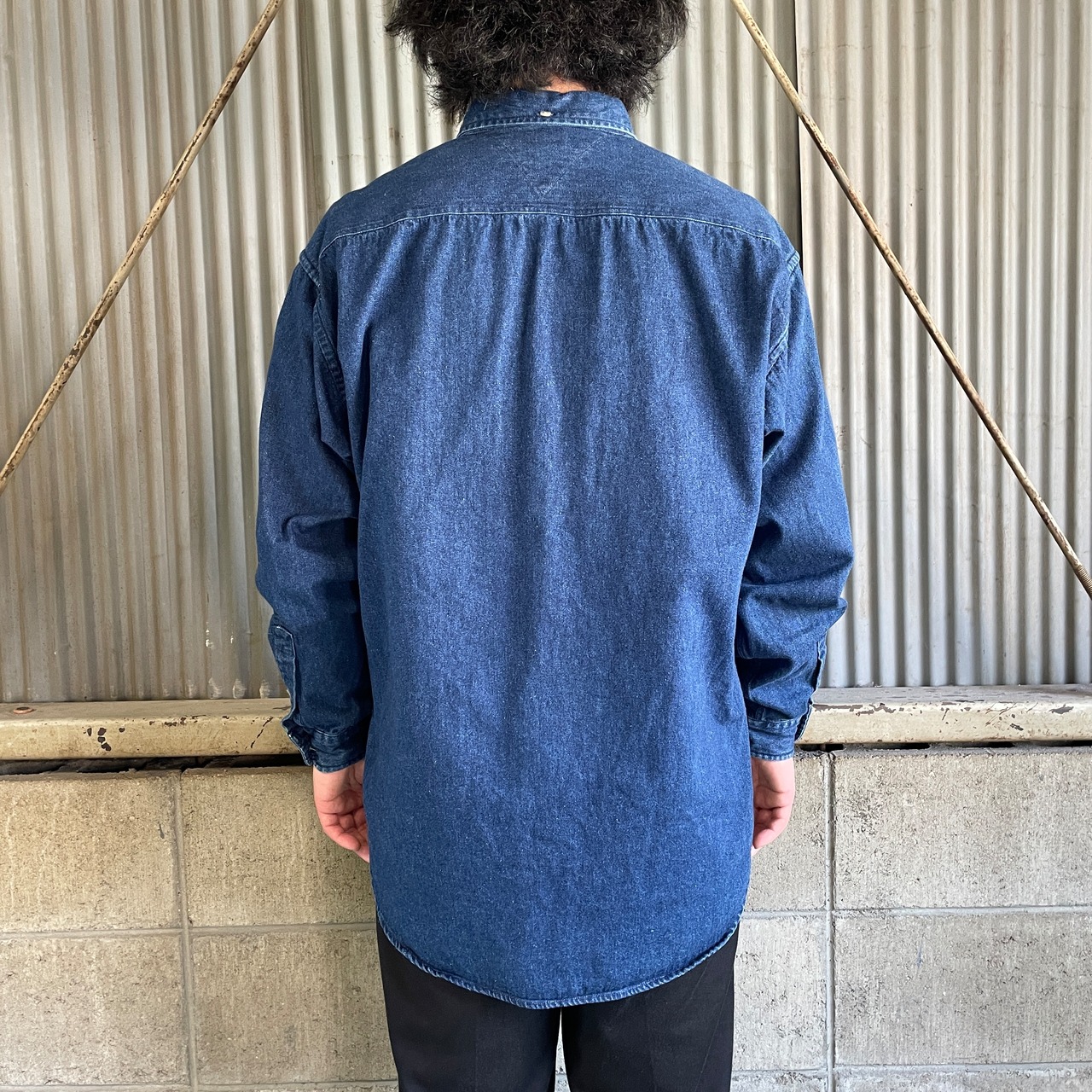 90年代 TOMMY トミーヒルフィガー コーデュロイ切替 デニムシャツ 