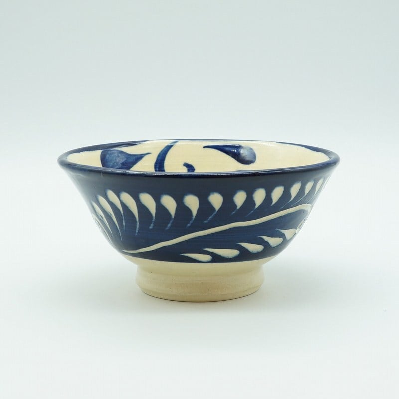 やちむん 4.5寸マカイ【緑】 やちむん・読谷】4寸マカイ トビカンナ 藍・緑 - 民藝のある