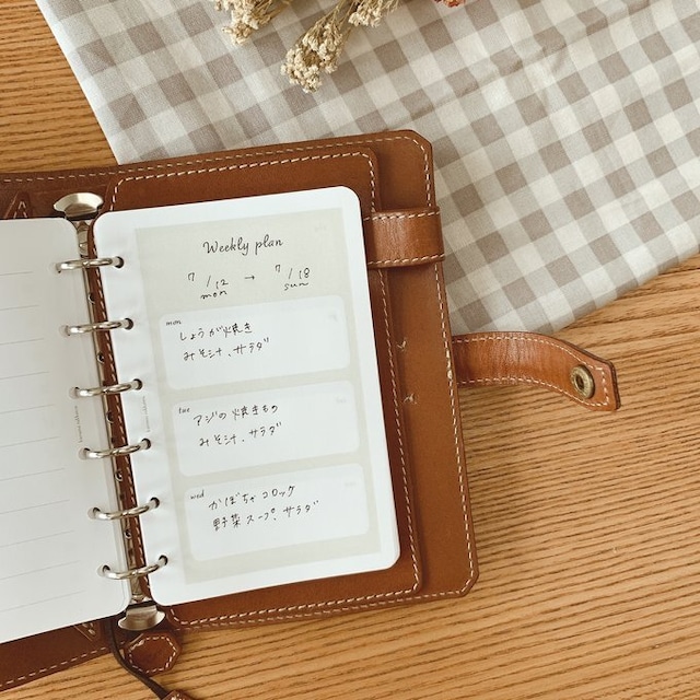 ミニ6穴サイズ/weeklyプランリフィル(表裏1週間)