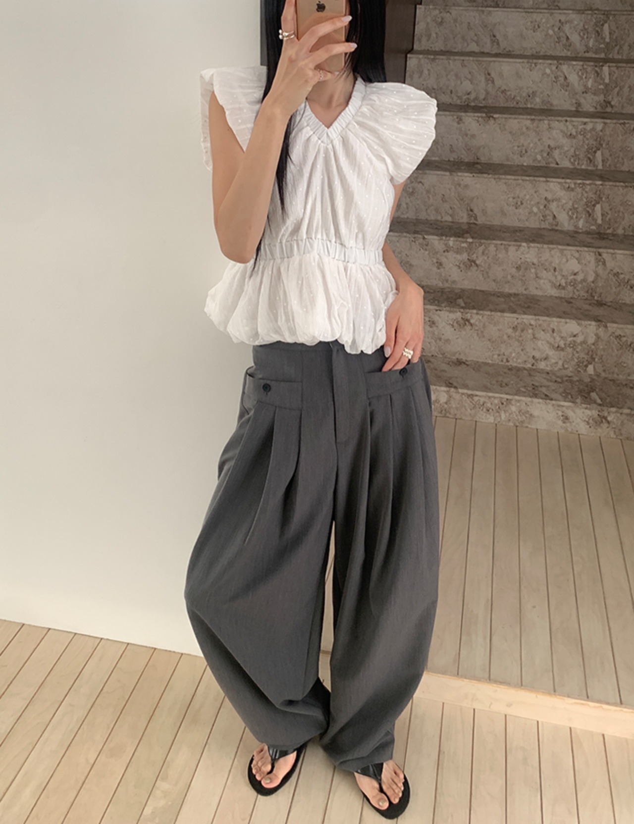 【新作5％OFF・3日間】Pocket Pin-tuck Slacks_2colors