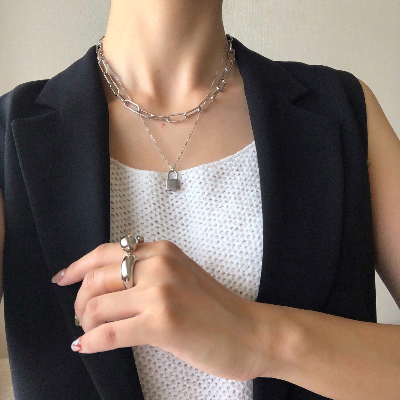 南京錠　 2連ネックレス ［SSN023］