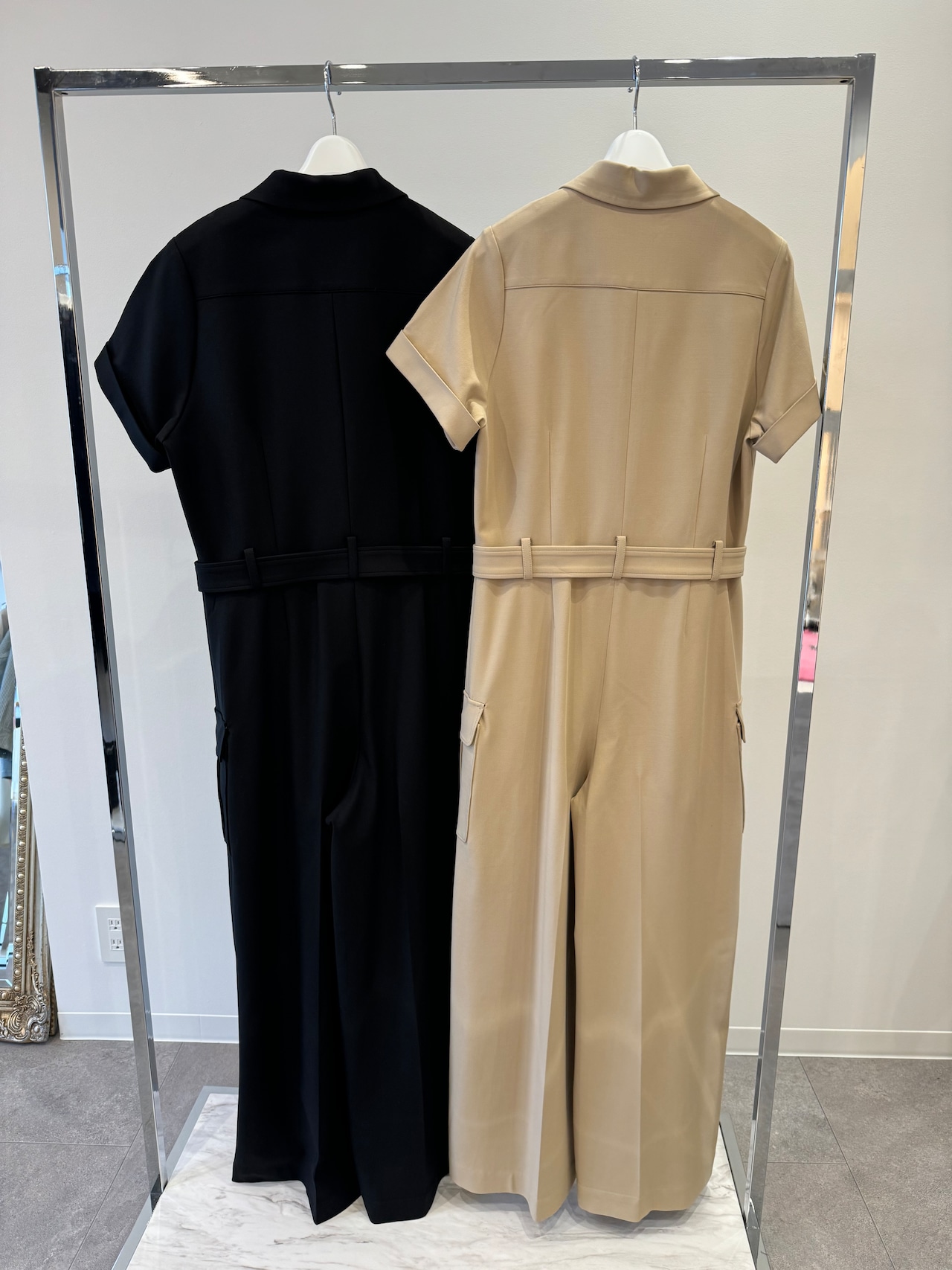 BORDERS at BALCONY OPEN COLLAR JUMPSUIT オープンカラージャンプスーツ