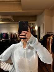 JOSEPH TRICOT Made in Italy Bi-Color Cotton Zip Up Knit