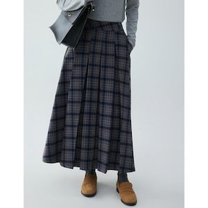 ハイウエストプリーツチェックAラインロングスカート SK3032