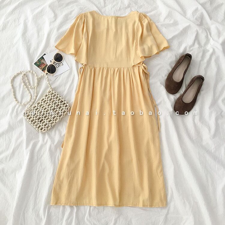 ワンピース レディース ナチュラル 新作 レディース フレアスリーブ リゾート ビーチ サファリカラー 夏 フレアワンピース 大人可愛い 普段使い ママ Toptop