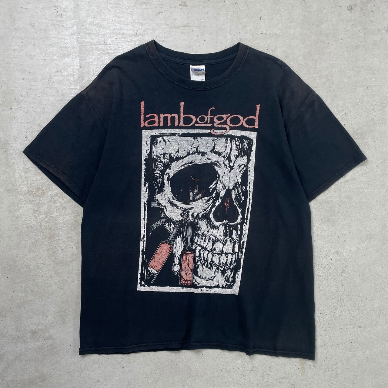【希少】Lamb of God ラムオブゴッド バンドTシャツ スカルロゴ lamb of god ラムオブゴッド バンドTシャツ バンT メンズL 古着 スカル