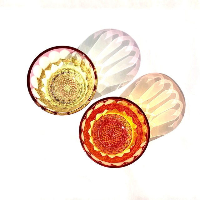 【2020年藤巻百貨店賞 受賞作品】紅の花（金赤×オレンジ）ぐい呑