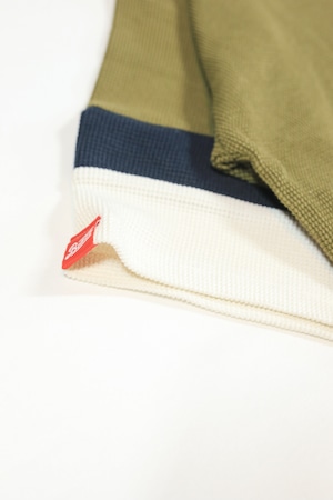 LOGO PATCH HALF SLEEVE RELAX WAFFLE [OLIVE]