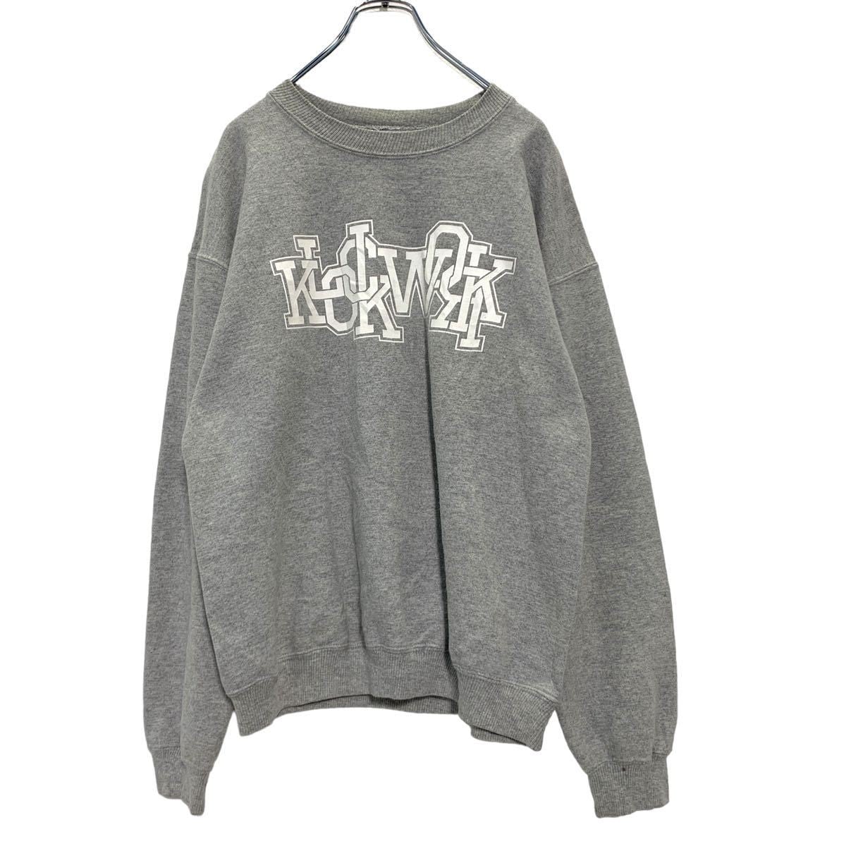KLOCK WORK プリント スウェット トレーナー M グレー ロゴ バック