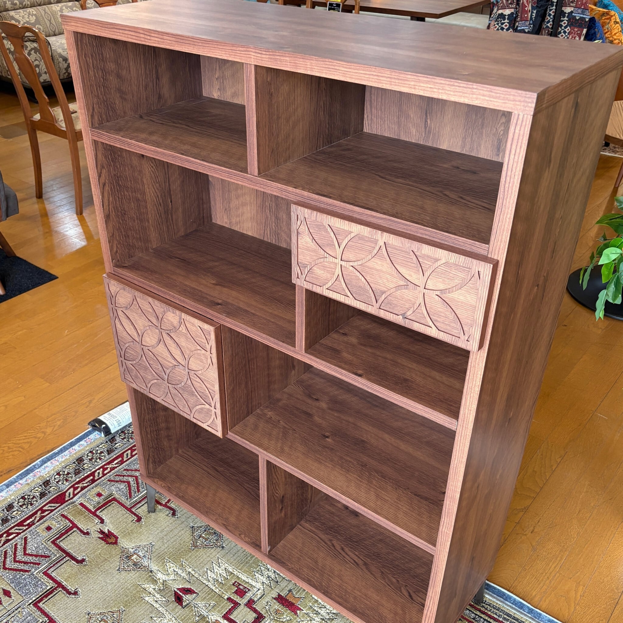 シェルフ 間仕切り 本棚 飾り棚 幅90cm 高さ130cm ヴィンテージ風の